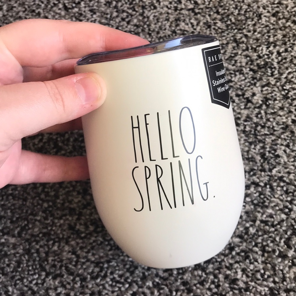 Rae Dunn HELLO SPRING Double-Walled Wine Glass